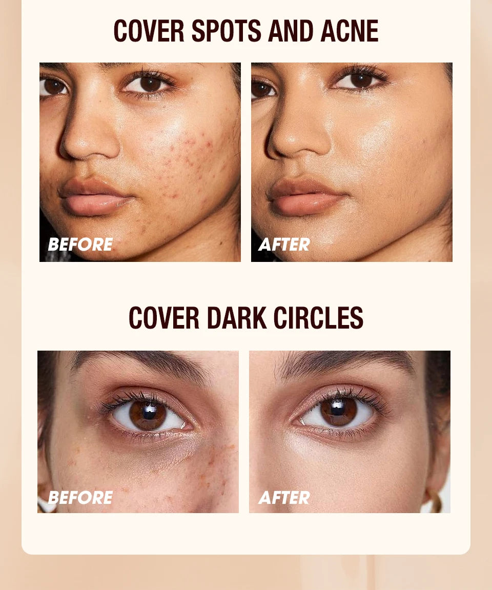 Tidesmit matte waterproof concealer makeup base for dark circles and face blemishes texture close-up