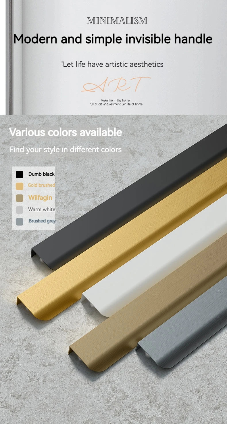 Invisible Wardrobe Handle Minimalist Modern Minimalist Cabinet Door Drawer Cashmere Gray Cabinet Furniture Hardware Small Handle