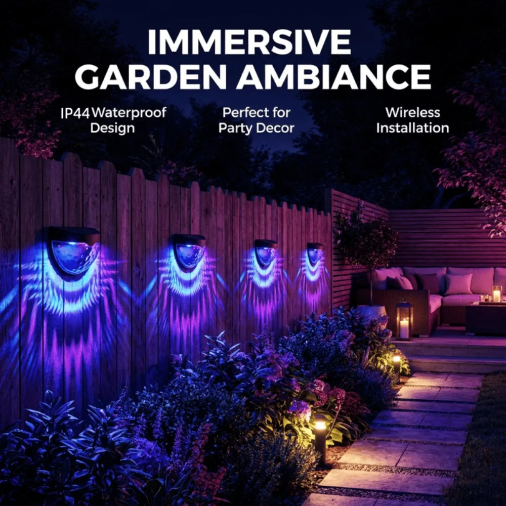 6 Pack RGB Solar Fence Lights, Deck Lights Solar Powered Outdoor Waterproof Fence Lighting for Fence Deck Step Stair Post Wall. (Black)Outdoor waterproof wall lamp, garden energy lamp, garden step, terrace, staircase, flower