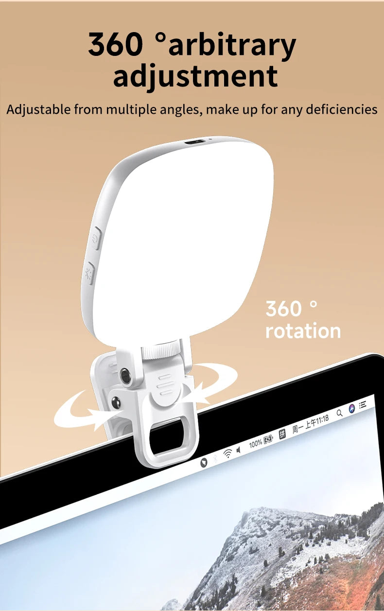 Portable LED Selfie Light - Rechargeable Video Lighting for Content Creation Tidesmit