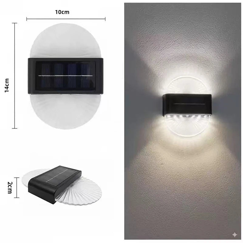 Solar Outdoor Light, Waterproof With Fan-Shaped Lampshade, LED Deck Lights For Patio, Garden, Villa, Wall, Terrace, Railing