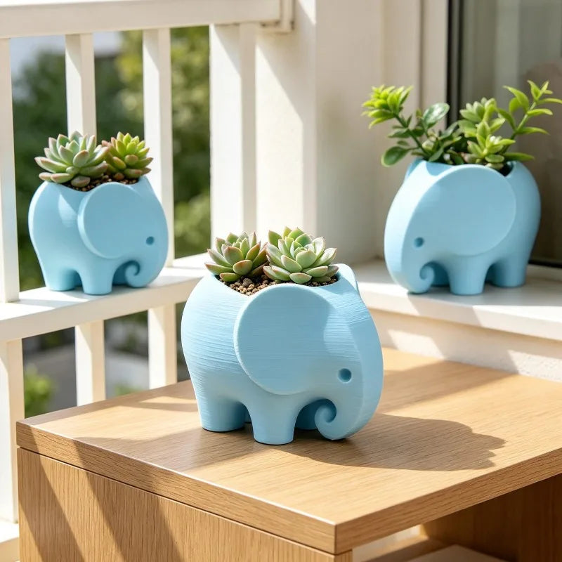 Elephant Shape Succulent Flower Pot Minimalist Practical Ceramic Flowerpot Cute Handmade Plant Pot Gifts Gardening Supplies