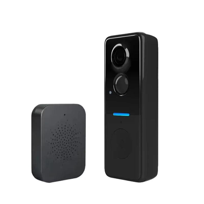 Outdoor wireless doorbell rain cover set with camera and indoor chime, black