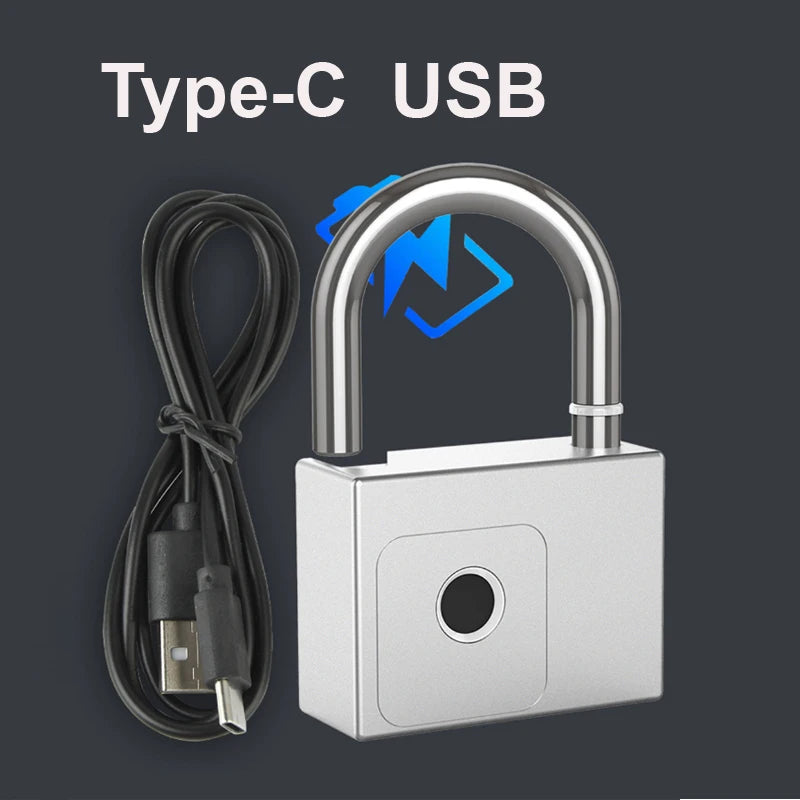Tuya Fingerprint Padlock Bluetooth Smart Home Door Lock 20 Groups Fingerprint Safe Backup Key USB Charging For Home House Garage