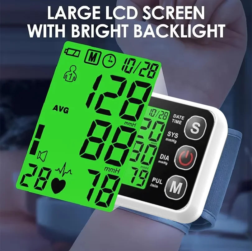 Smart Electronic Bp Monitors High Accurate Wrist Blood Pressure Monitor English Voice Tonometer LCD  Digital Sphygmomanometer