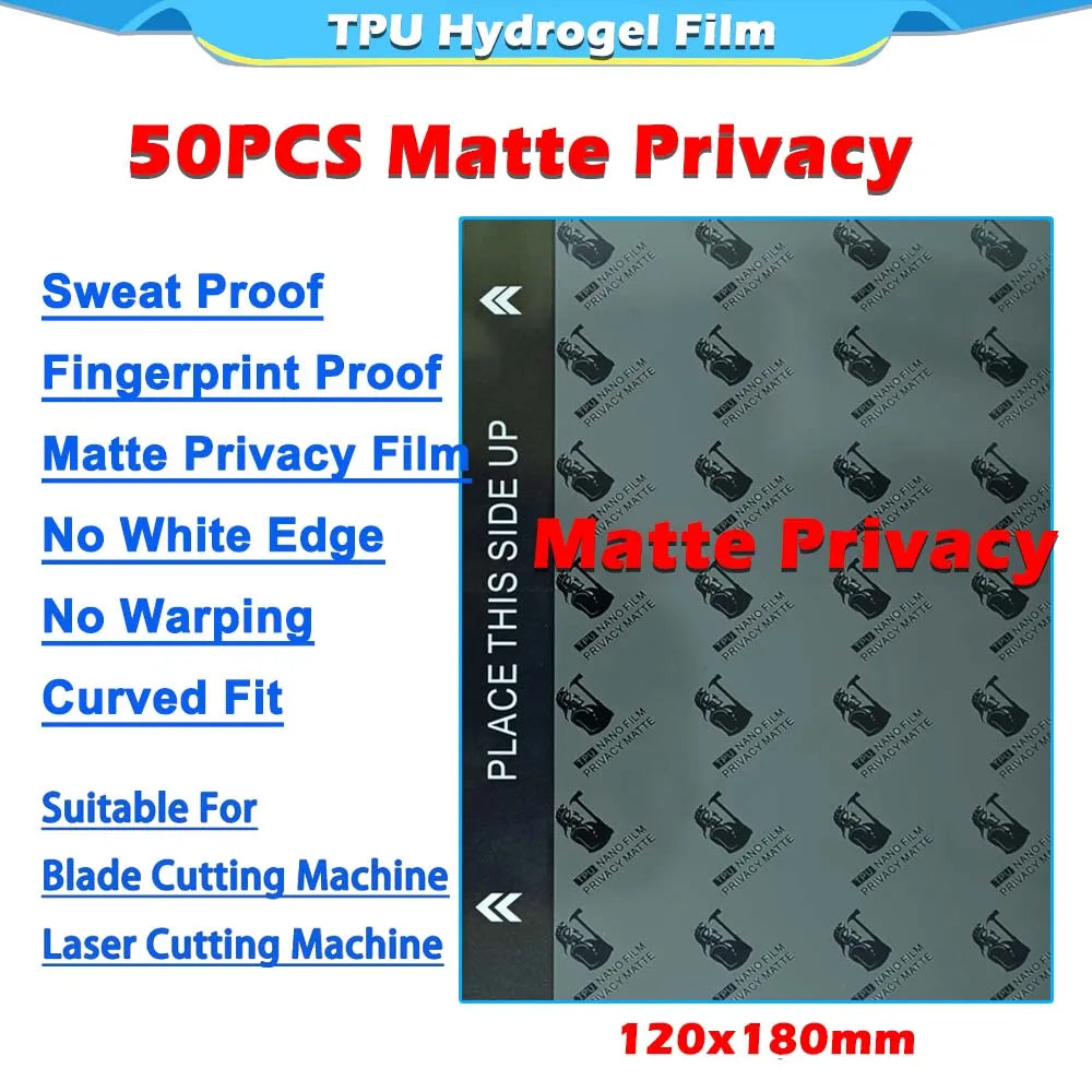 50PCS HD MATTE Privacy Blue Frosted Protection Flexible Hydrogel Film For Mobile Phone Screen Protective Film Cutting Machine