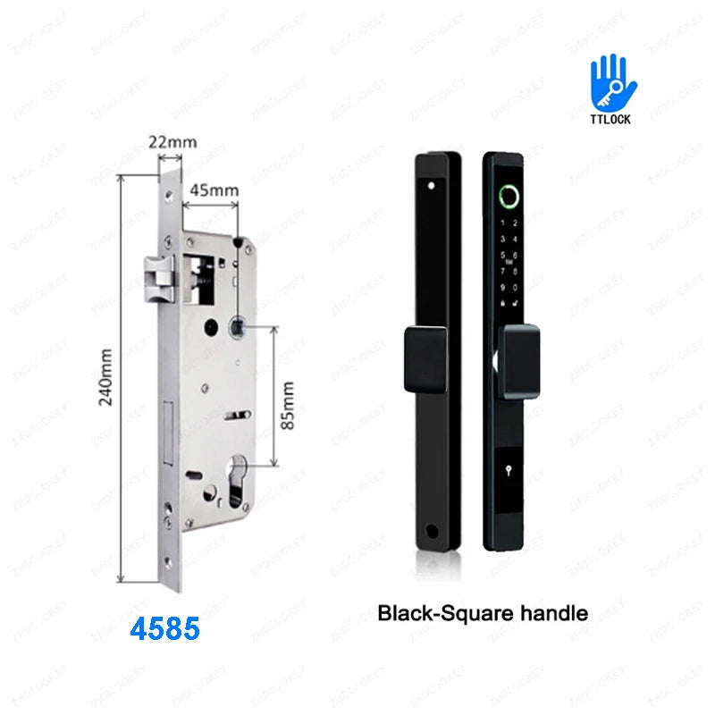 ZHDCOOKEY Biometric Digital Door Lock  Waterproof TTLock APP BLE Fingerprint RFID Card Password Aluminum Sliding Door Smart Lock