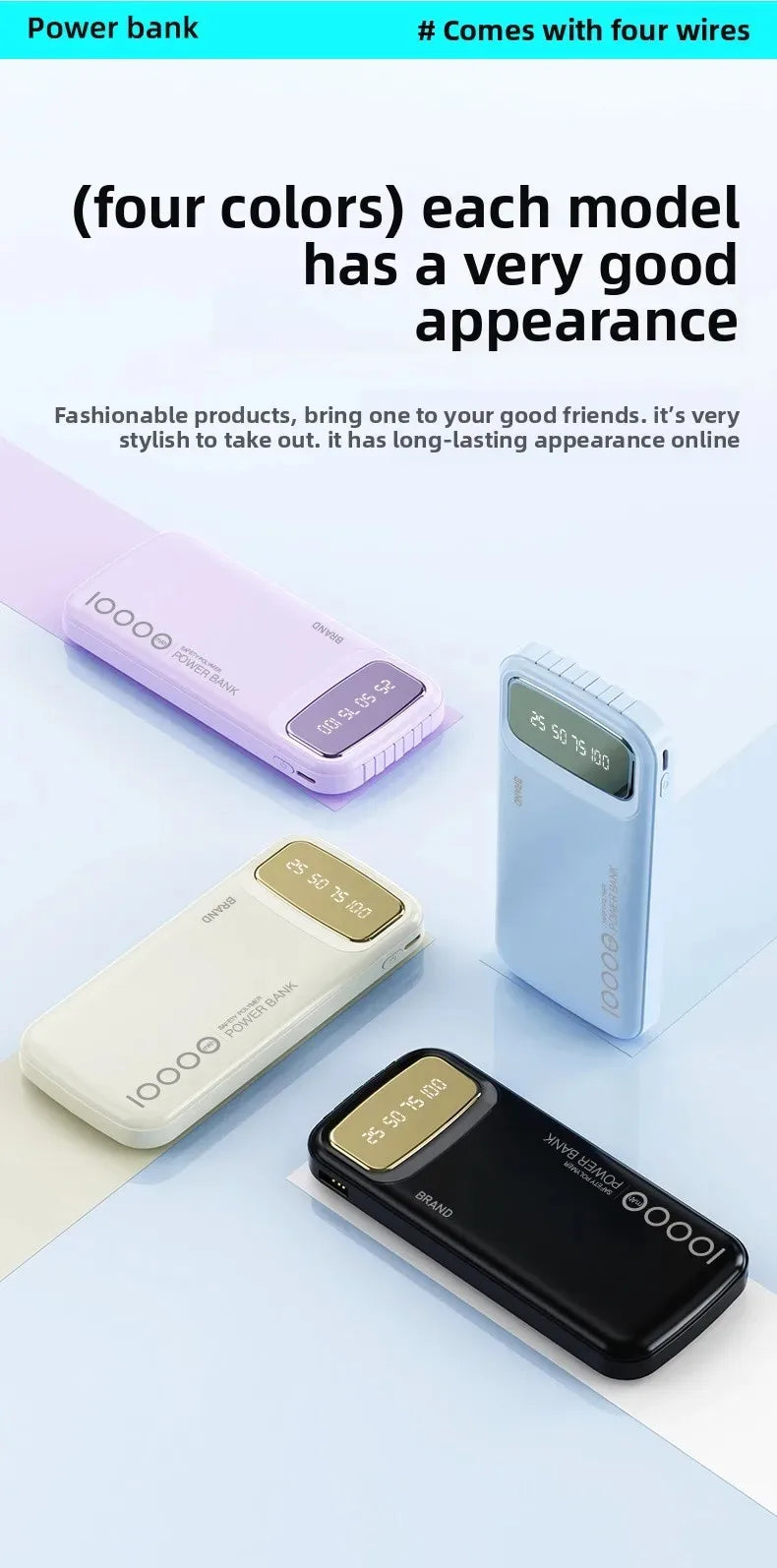 Portable Charger 10000mAh with Integrated USB-C Cable | Tidesmit Tidesmit
