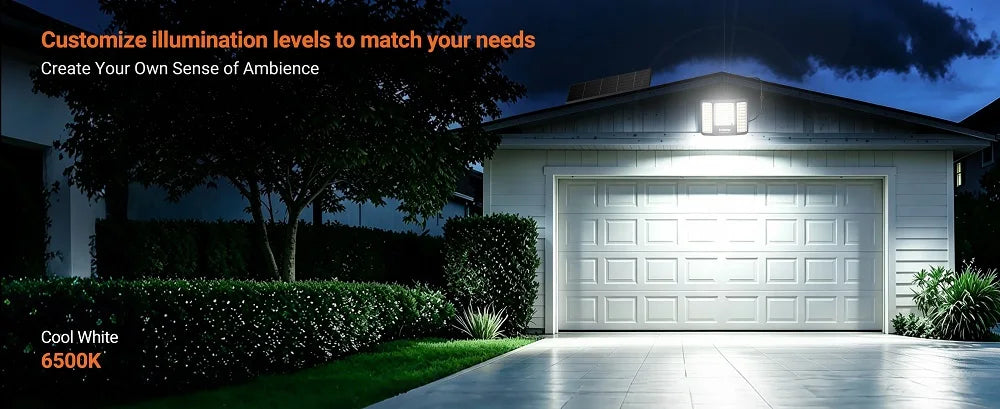 Outdoor Solar Flood Lights Dusk to Dawn 20000mAh Long Battery Life 3 Colors Floodlight With Super Large Solar Panel 16.4 FT Cable Security Spotlights Waterproof For Yard Garden Backyard Porch Driveway