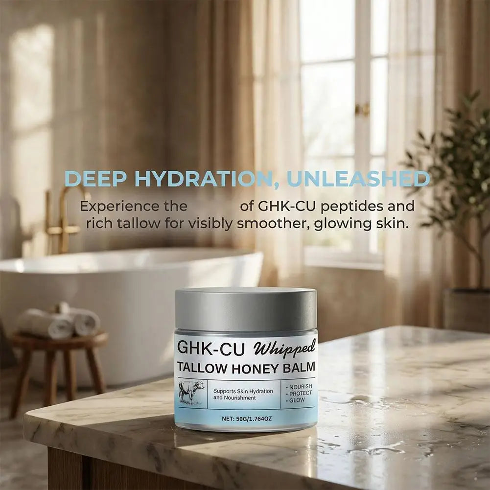 Copper Peptides GHK-Cu Beef Tallow Face Cream Blue Balm Manuka Honey Face and Body Moisturizer for Mature, Dry & Sensitive Skin