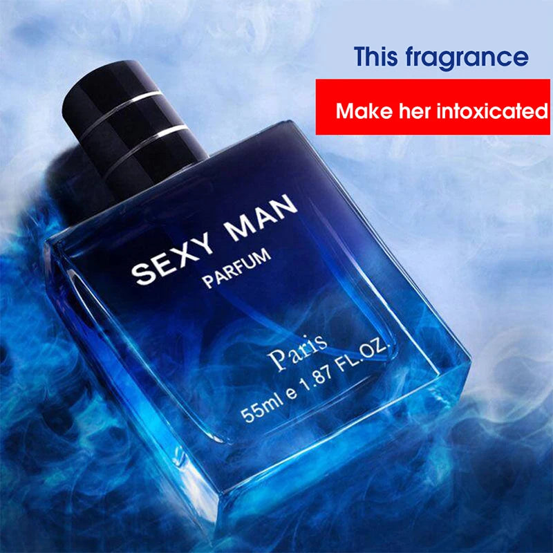 Sexy Man Parfum for men: 55ml blue square glass cologne bottle. Long-lasting daily fragrance, original Philippine brand.