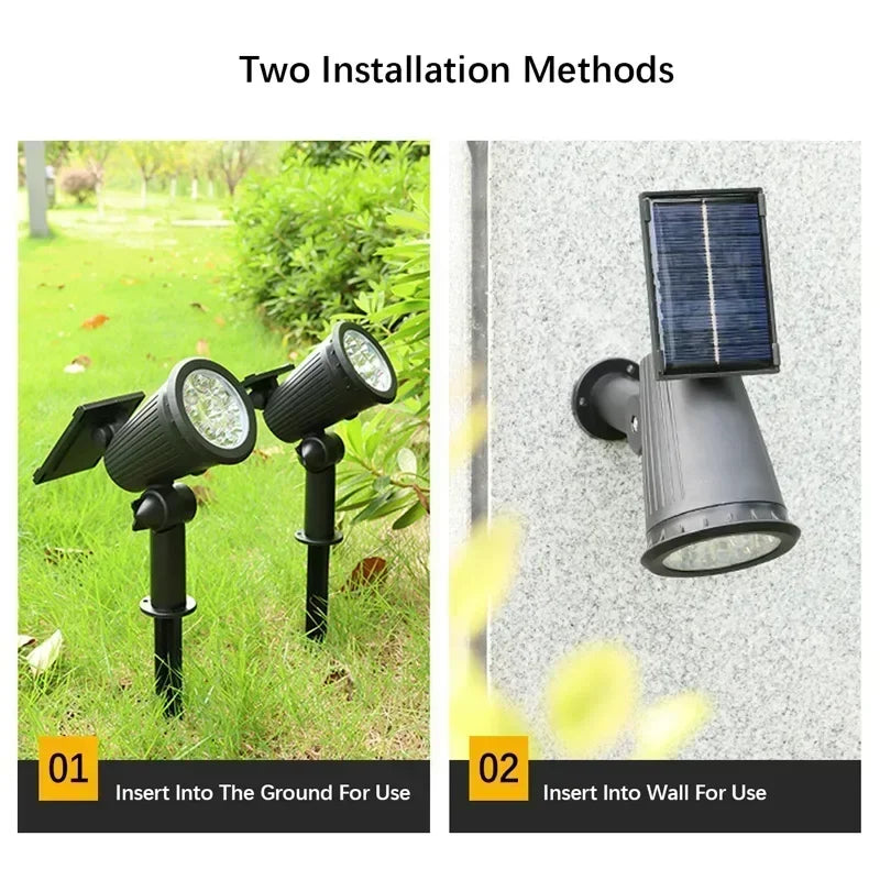 Bright 9LED Outdoor Solar Spotlight Waterproof Landscape Light for Garden Yard Pathway Driveway Trees Walls Ground Installation