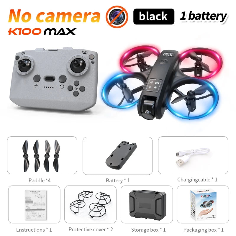 Mini Foldable Camera Drone with 4K Video - Compact Beginner Quadcopter NO Camera Black Tidesmit
