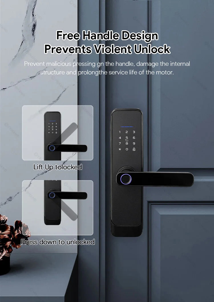 Fingerprint Lock Waterproof Wifi Remote Control Bluetooth TTLock App Card Digital Code Keyless Electronic Smart Door Lock