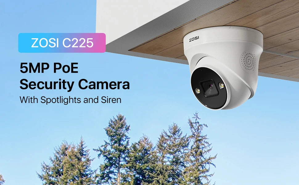 ZOSI 4K PoE SecurityCamera H.265+ 8MP 5MP HD Add-on Camera AI Detection Color Night Vision Outdoor Video Surveillance IP Camera