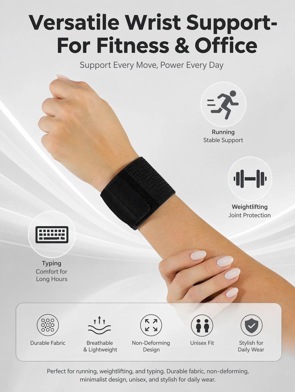 VBOSI Lightweight Compression Wrist Brace for Women, High Elastic Wrist Support for Tendonitis, Badminton Basketball Fitness