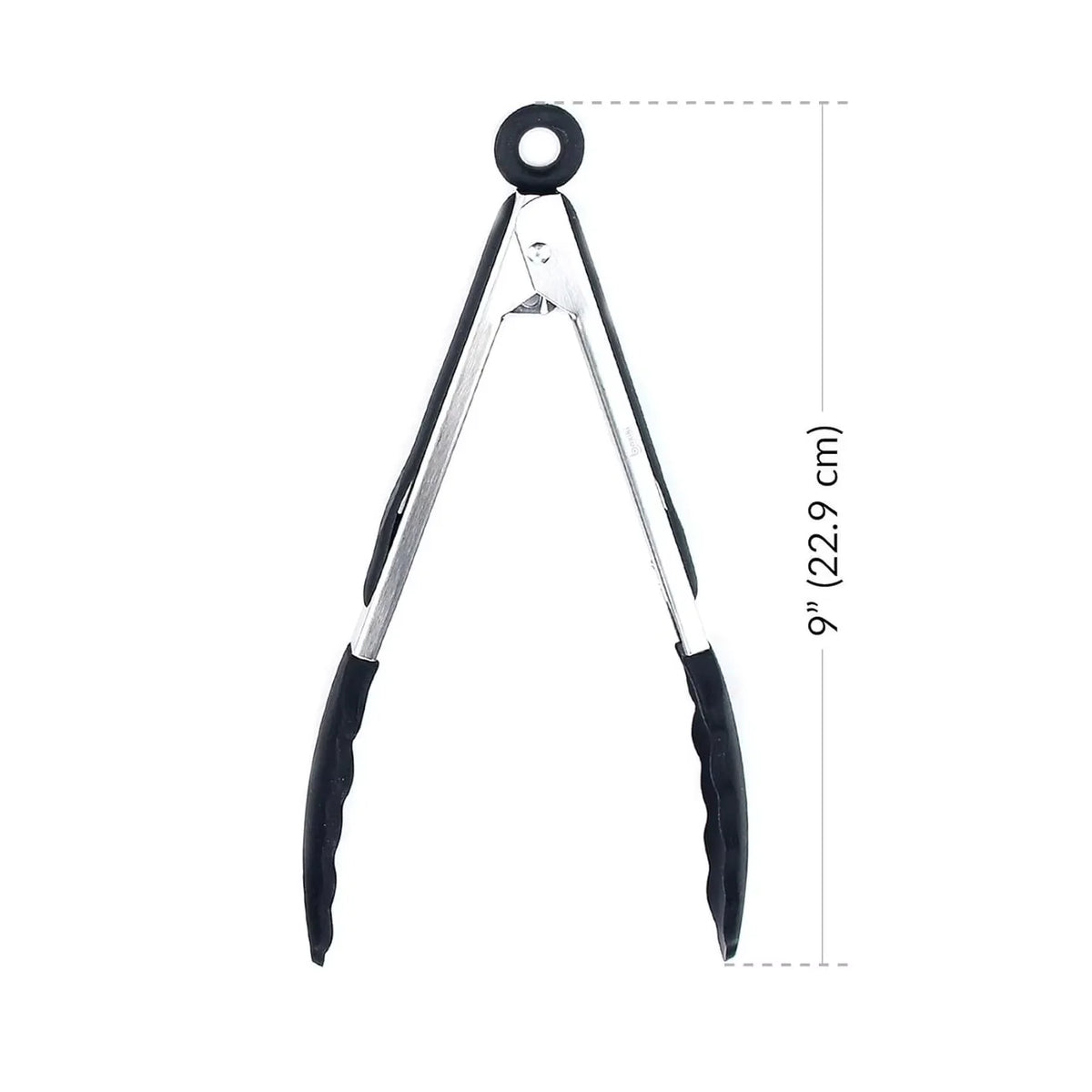 Stainless steel air fryer tongs with silicone tips, 22.9 cm