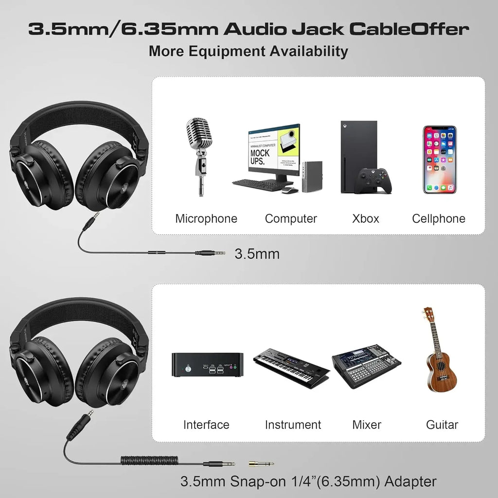 Studio Headphones - Over-Ear Professional Audio Monitoring (Black) Tidesmit
