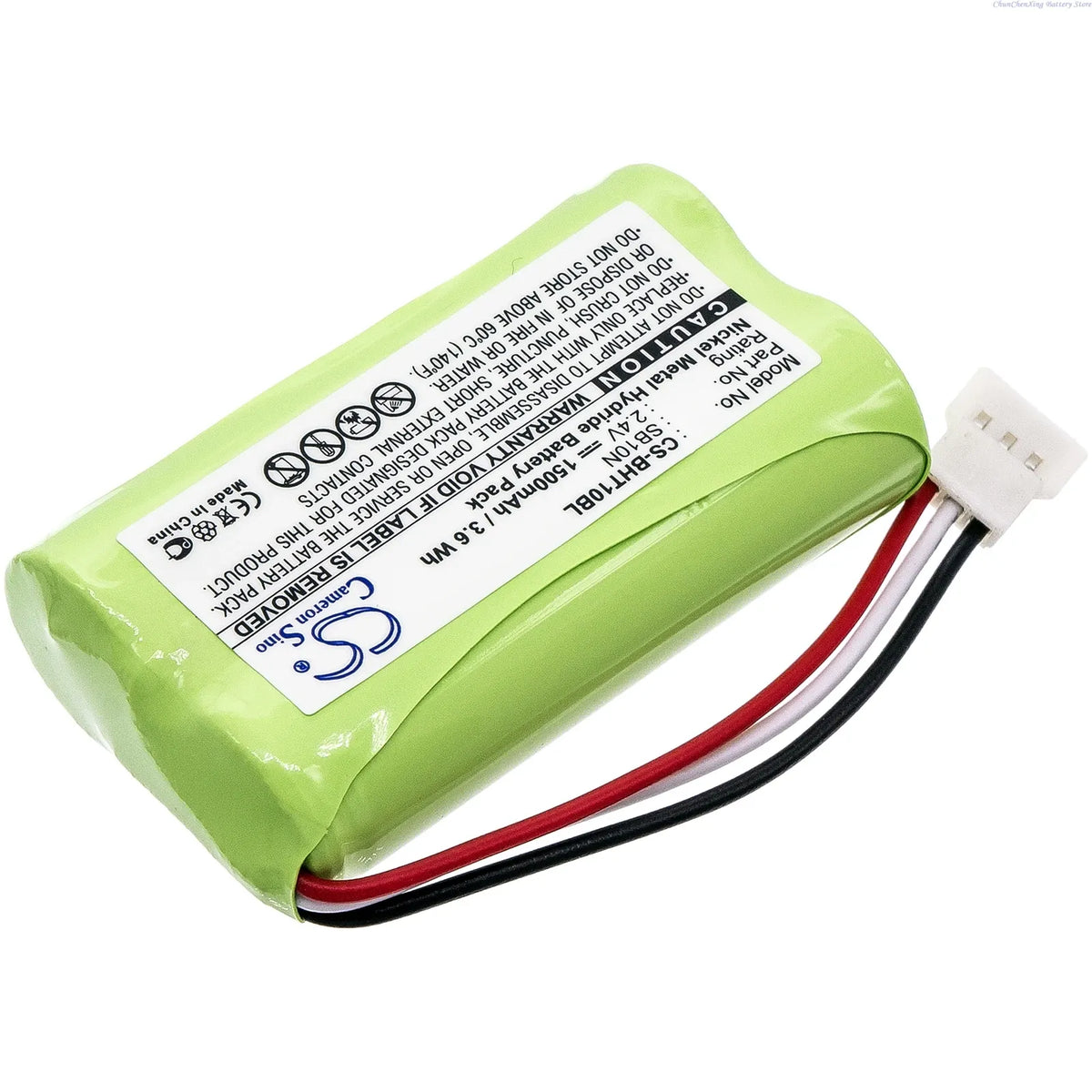 Green battery pack with rear label and white connector, red and black leads