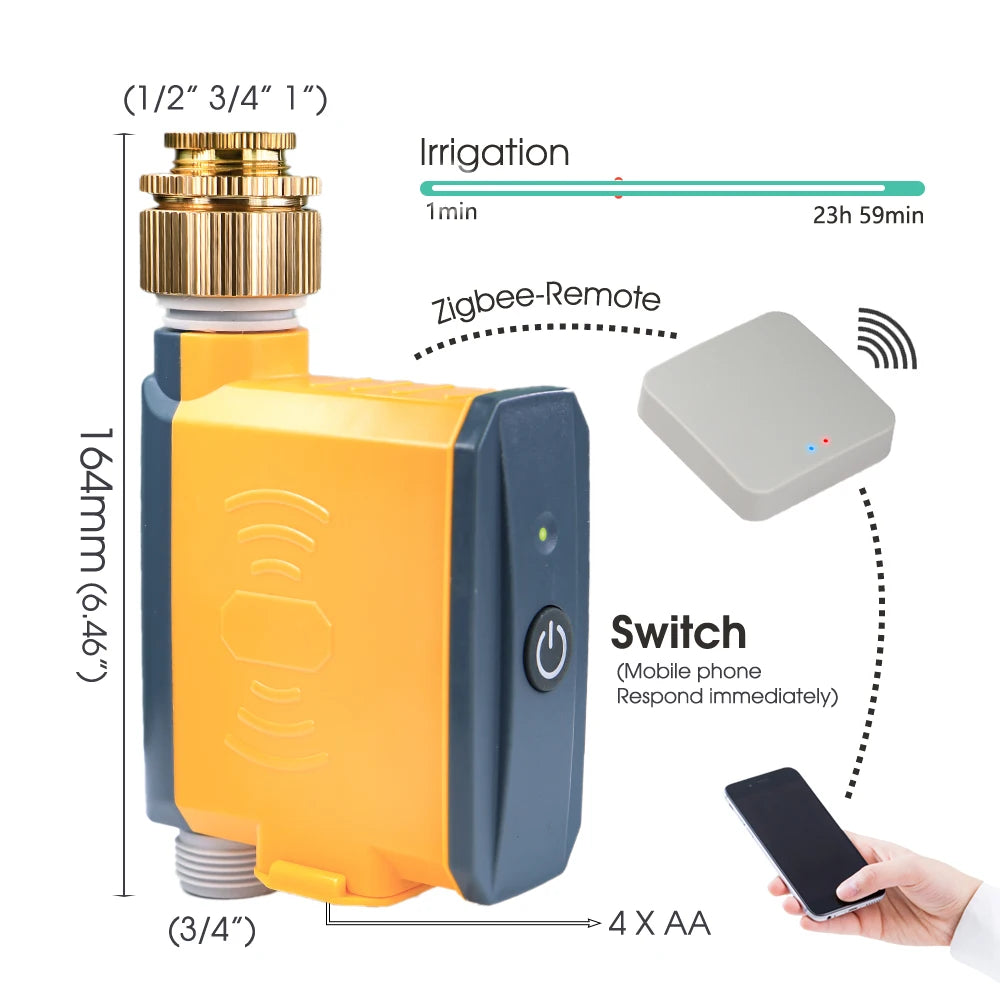 20m Garden Zigbee Timer Multiple Types of Sprinkler Irrigation Kit 1/4'' Hose Smart Application Remote Control Watering System