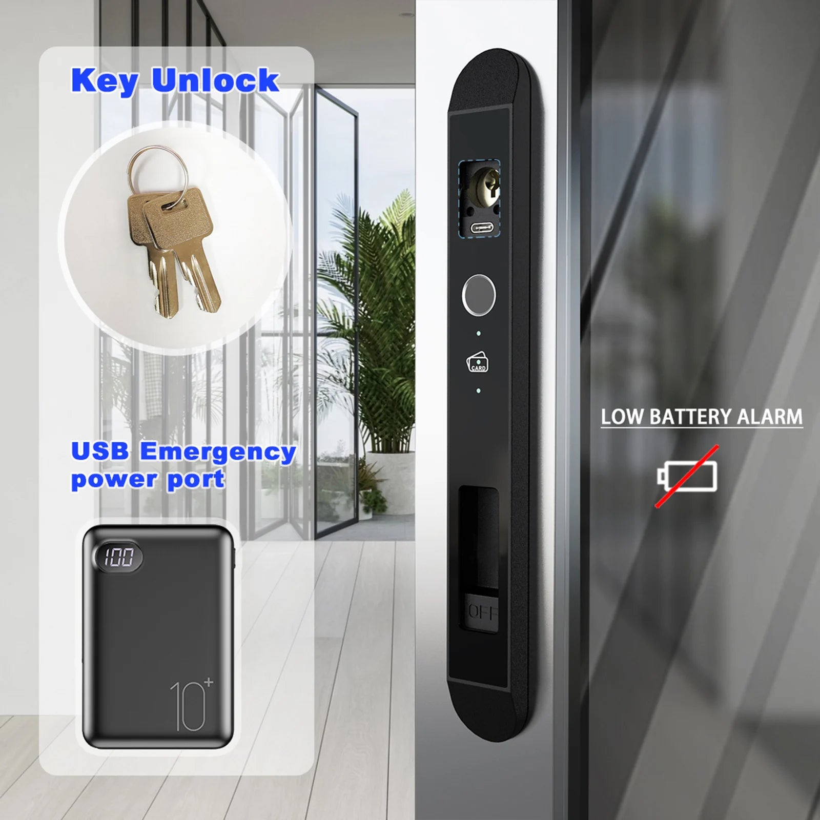 WINFREE Digital Slim Swing and Sliding Door Smart Tuya Bluetooth Lock Compatible Alexa or Google Smart Home
