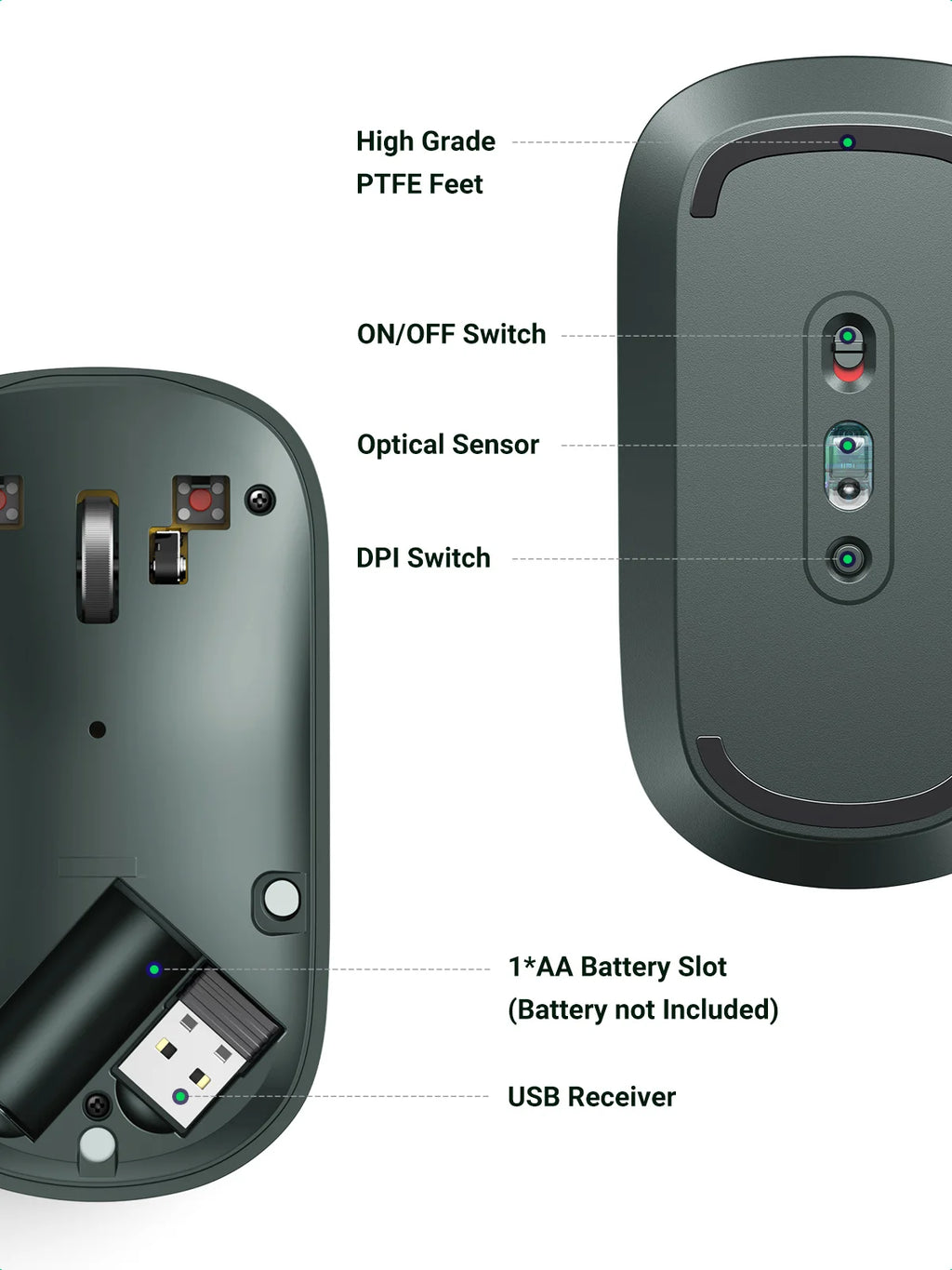 UGREEN Silm Wireless Mouse  Bluetooth 2.4G 4000 DPI  Silent Click For MacBook Pro M1 M2 iPad Tablet Computer Laptop PC
