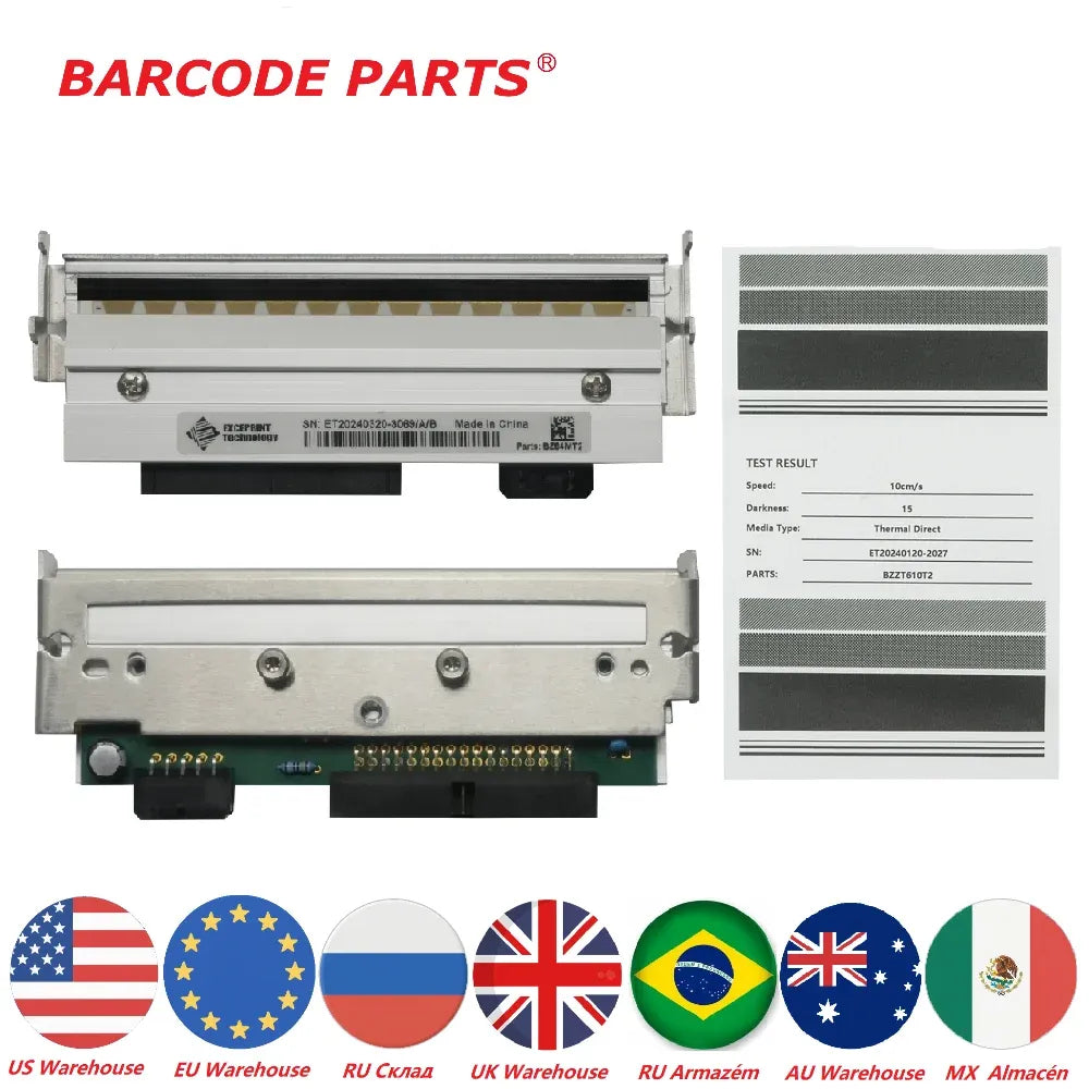 Thermal printhead assembly with test label strip and diagnostic panel