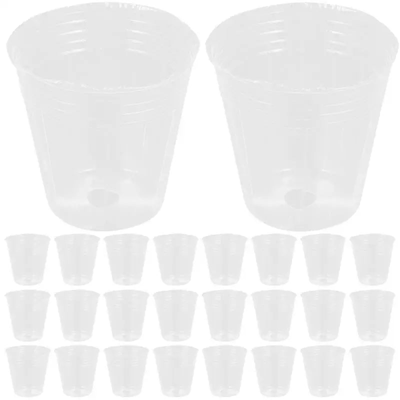 50 Pcs Clear Plastic Nursery Pots Transparent Starter Cups With Drainage For Succulents Flower Garden Supplies
