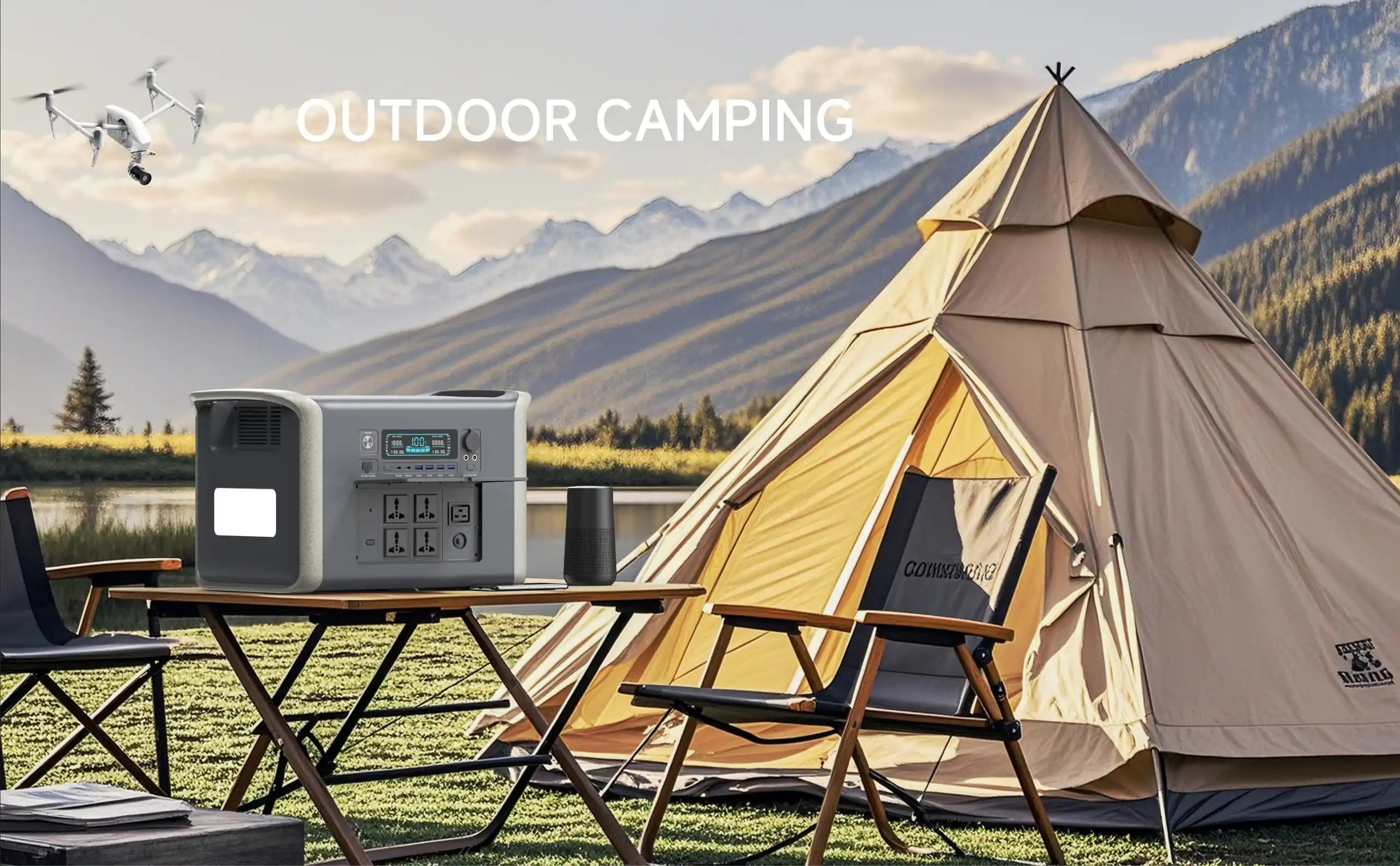 UAPOW 2600W 2048WH Portable Power Station 400W 41V Flexible Solar Panel Camping Lifepo4 Battery Solar Power Supp