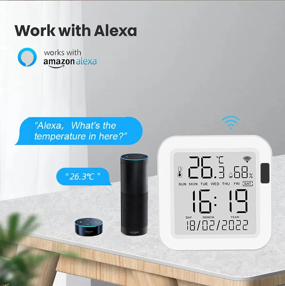 WiFi Temperature Humidity Sensor - Backlit Smart Climate Monitor Tidesmit