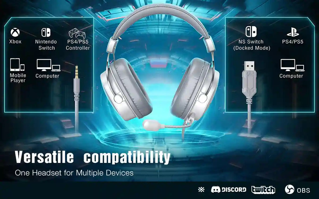 USB Gaming Headset 7.1 Surround Sound Wired PC PS5 H9W Tidesmit