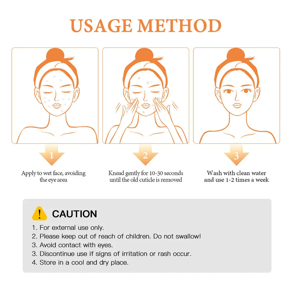 Orange Peeling Gel Body Exfoliator - Natural Deep Cleansing 50g Scrubs Treatments Tidesmit