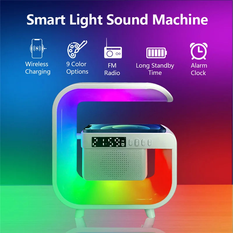 Wireless Charger Station with RGB Light and Portable Bluetooth Speaker Tidesmit