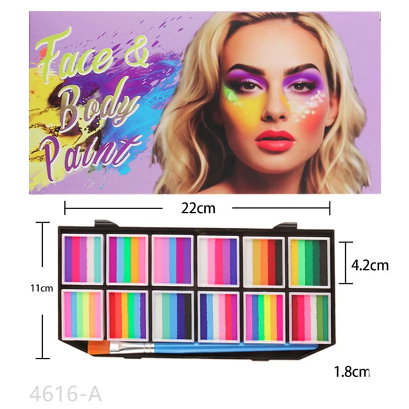 Tidesmit 12 color water-soluble face and body paint palette for Halloween cosplay party makeup detail view