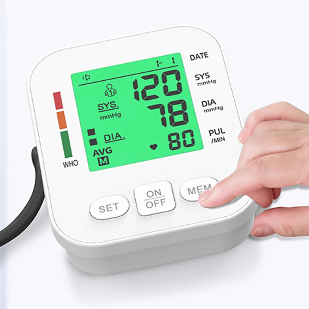 Upper Arm Blood Pressure Monitor Automatic Cuff Tonometer Digital Tensiometer Rechargeable Blood Pressure Meter Heart Rate Meter