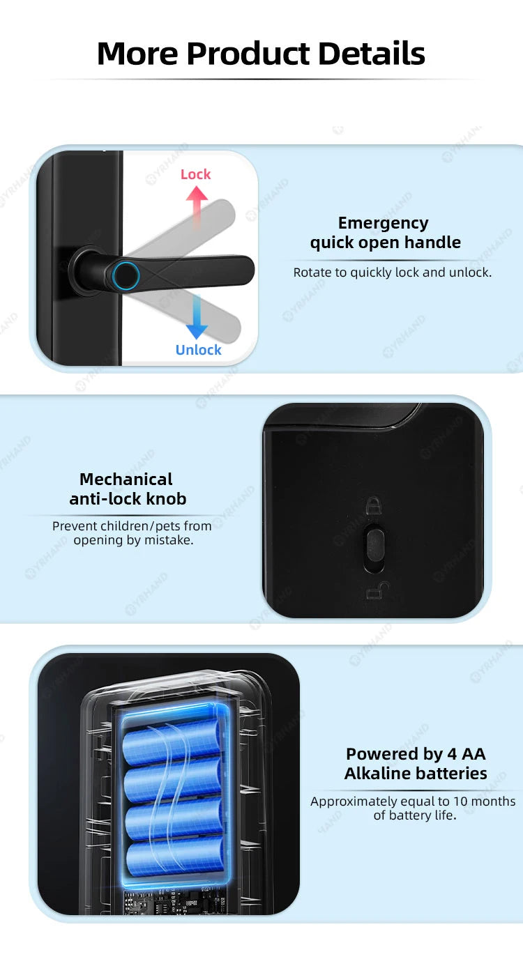 Smart Lock Electronic Digital Lock Featuring Biometric Fingerprint Recognition Camera Smart Card&Password Key Unlock