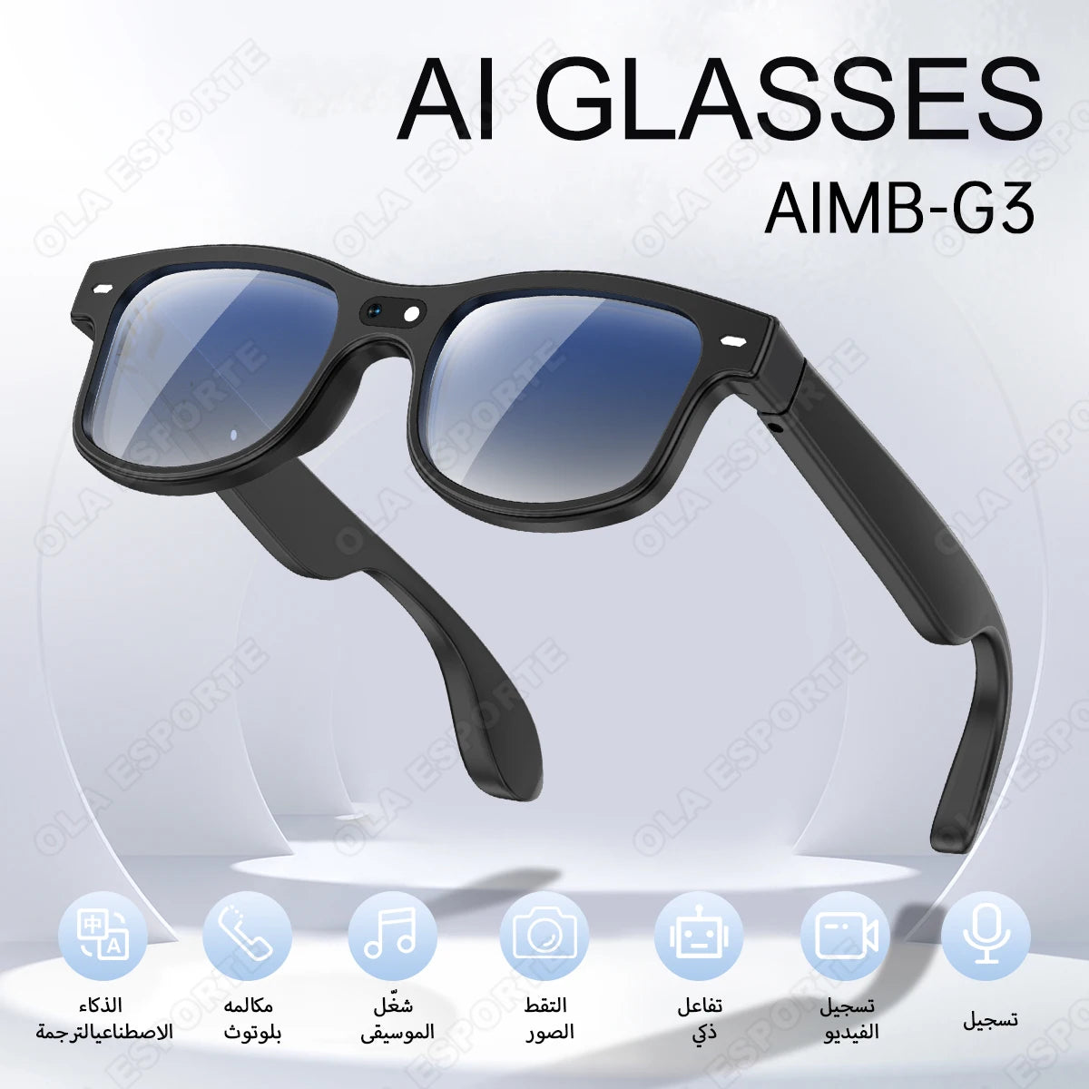 Smart Glasses with AI Voice Translation & Integrated Camera | Tidesmit Bk-Wh Tidesmit