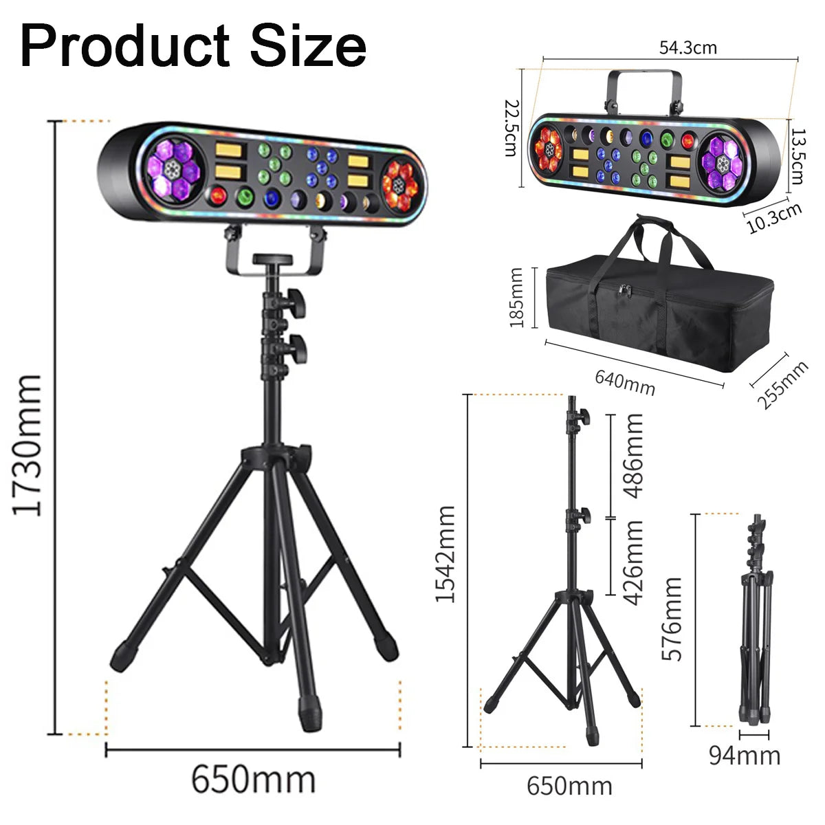 150W 5in1 Double Bee Eye Stage Light DMX512 Sound Activated Strobe RGBW LED Effect Light for DJ Disco KTV Theater