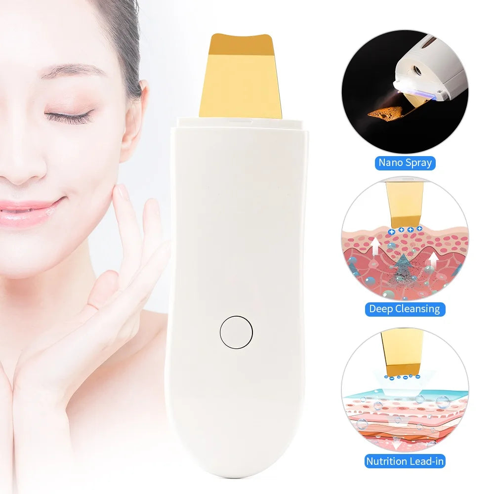 Ultrasonic Skin Scrubber | Nano Mist Deep Pore Cleansing Device (White) Scrubs Treatments Tidesmit