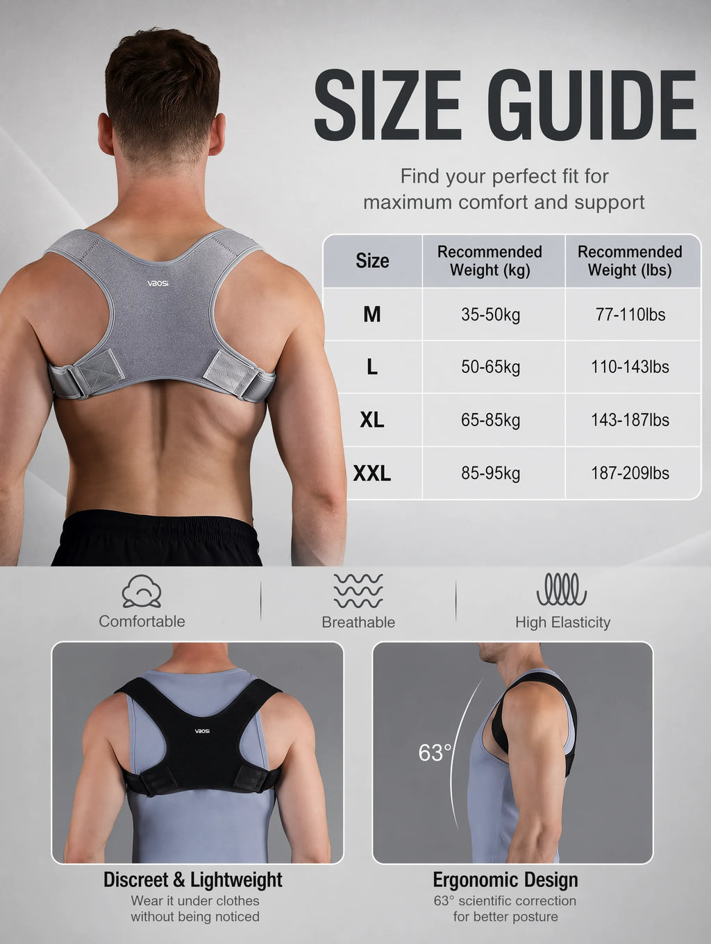 Adjustable Posture Corrector for Men & Women, Invisible Upper Back Brace for Clavicle Support, Neck Shoulder Pain Relief