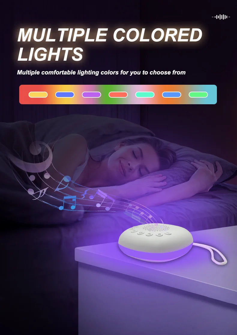 6/10/20Songs White Noise Sound Machine Portable Baby SleepMachine Soothing Sounds Volume Adjustable Builtin Rechargeable Battery