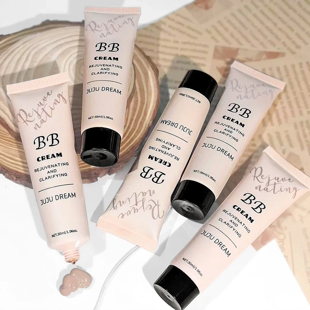 Tidesmit BB cream and liquid foundation texture close-up showing moisturizing oil control and waterproof concealer