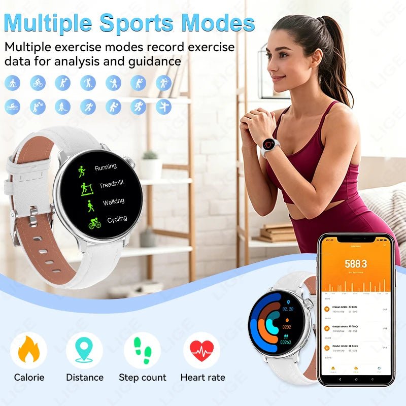 LIGE Sports Smart Watch for Women Wireless Call Heart Rate Sleep Monitor Multiple Sports Modes for Running Yoga Fitness Ladie