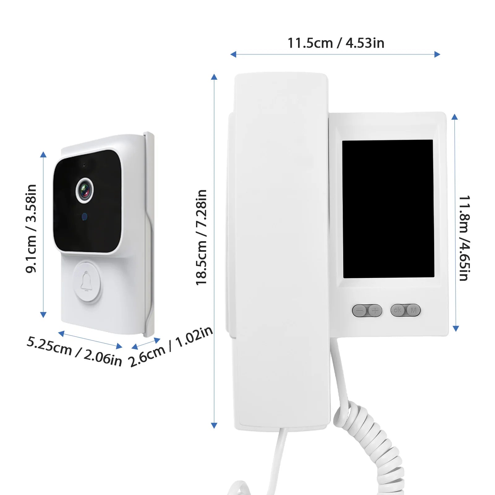 Wireless Video Doorbell Intercom 3.5" IPS Screen 2.4G Private Protocol IR Night Vision for Home Security IP44 Weatherproof