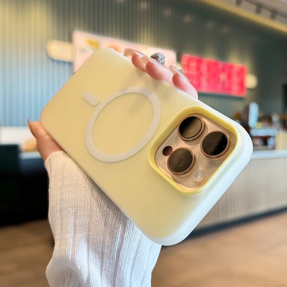 Magnetic Wireless Charging Phone Case for iPhone 16 - Slim Shock-Absorbing Cover Yellow Tidesmit