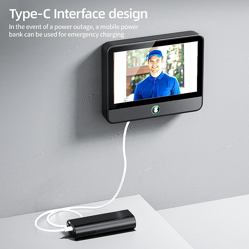 WiFi Digital Door Peephole Camera 4.3Inch Tuya Smart LIfe Eye Cat Human Detection 3MP 120°Angle Night Vision Hidden Video Viewer