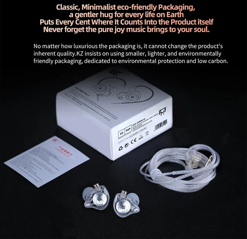 KZ EDX Pro 2 Hi-Fi Wired Earphones Dynamic Dual Drivers | Tidesmit Tidesmit
