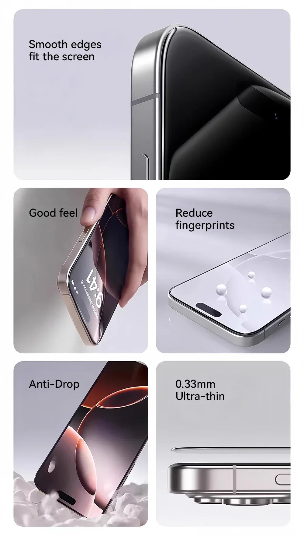 iPhone 17 Pro Max Screen Protector - HD Tempered Glass 9H Hardness Tidesmit