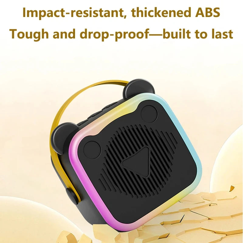 K10 Wireless Bluetooth Speaker With 2 Microphone RGB Light Outdoor Home Karaoke Voice Change Mini Speaker for Family Gifts