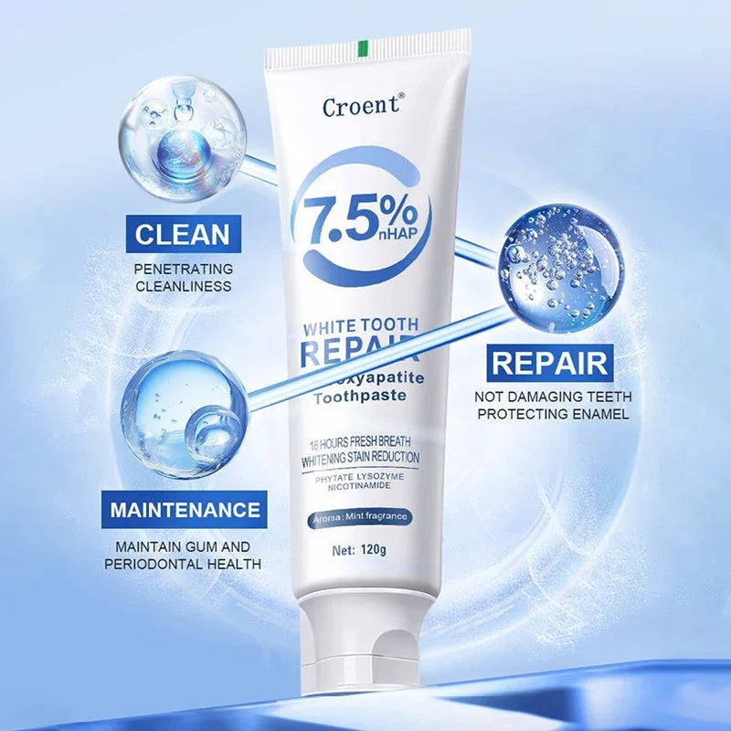 Tidesmit Hydroxyapatite whitening toothpaste 120g tube for plaque removal, stain brightening, and gum health